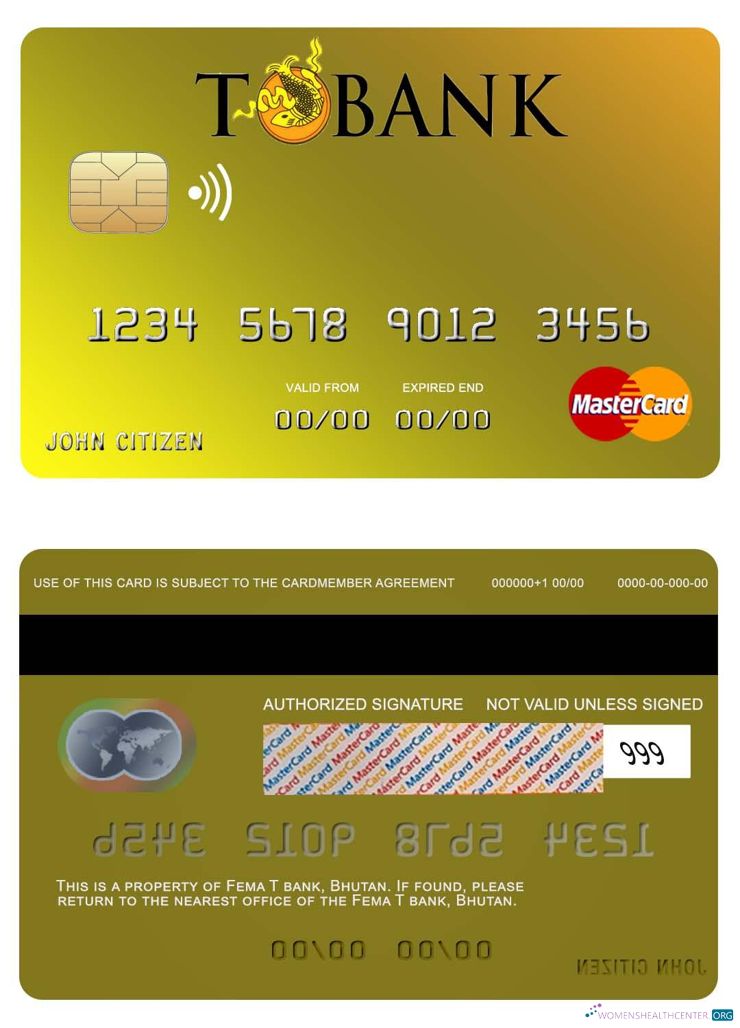 Download Bhutan T bank mastercard Photoshop template